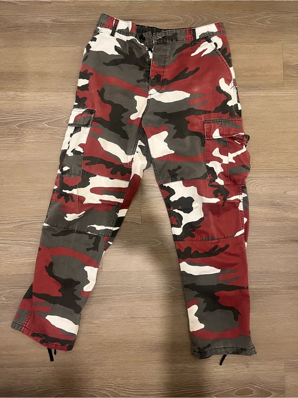 Red & Olive Camo Cargo Pants